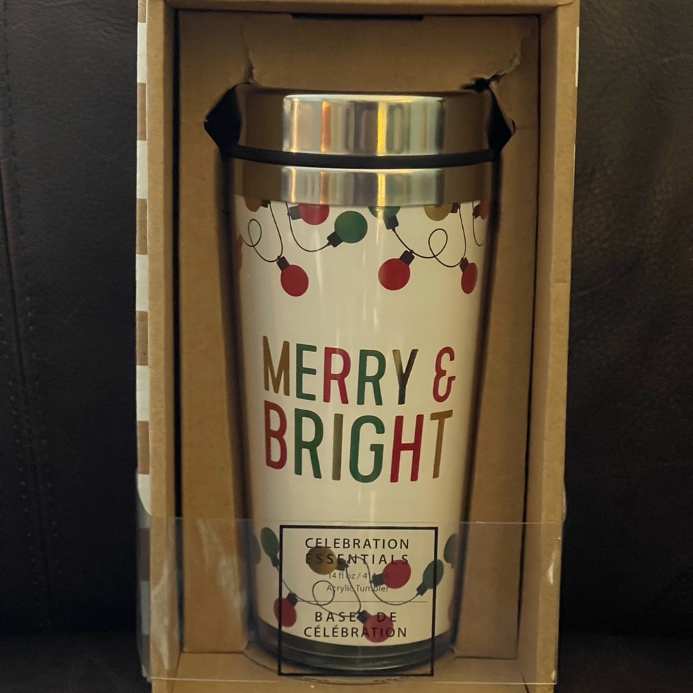 Merry & Bright 14 Ounce Acrylic Tumbler -  Celebration Essentials